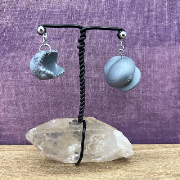 Upcycled Game Piece Earring-Hypoallergenic-Whimsy Dangle, Eco-Friendly, Handmade - Picture 2 of 7